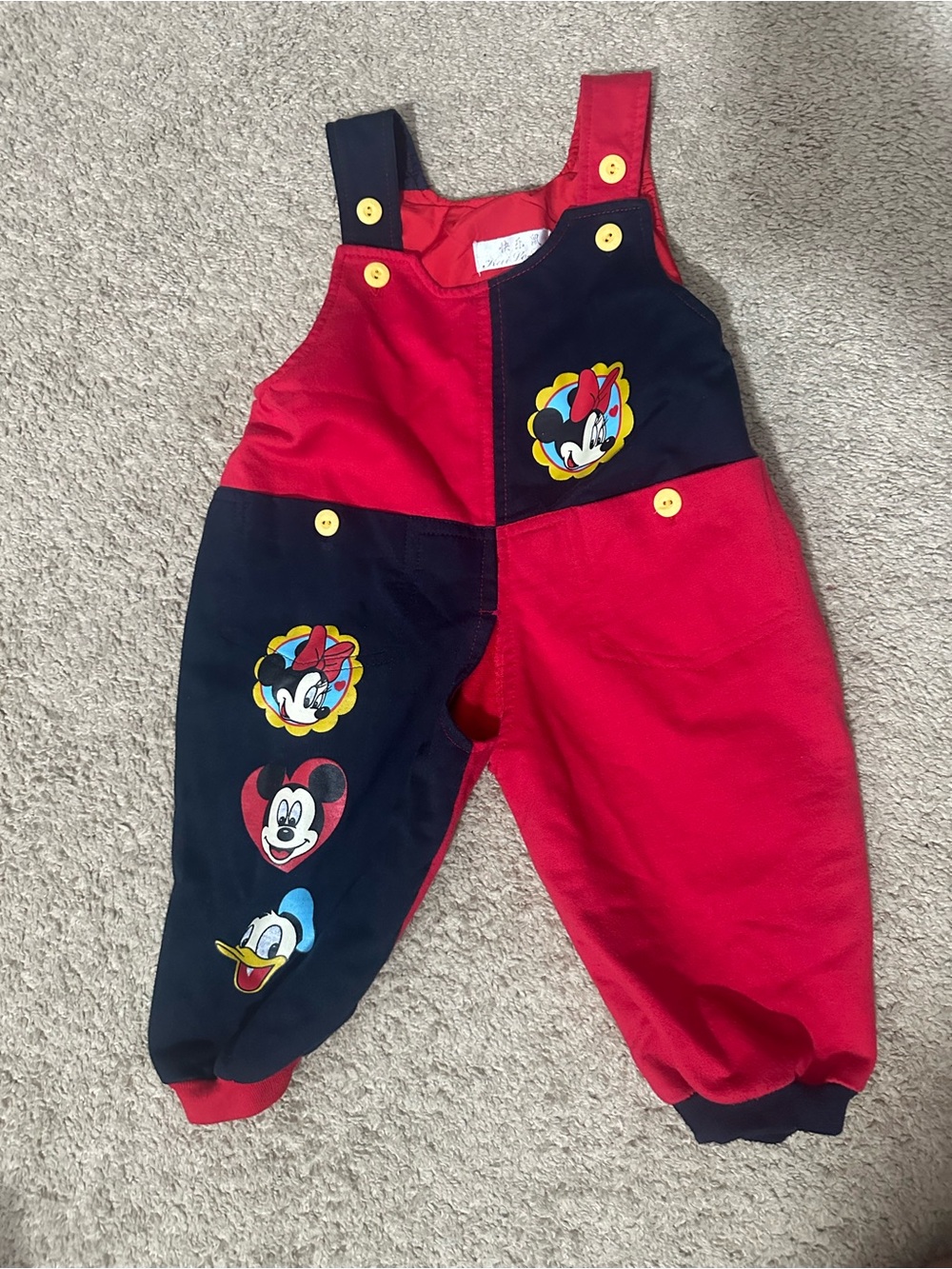 Disney Red & Navy Minnie and Friends Patch Overalls